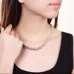 925 Sterling Silver Necklace & Bracelet Set Pearl Style BOHO Fashion Gift NEW